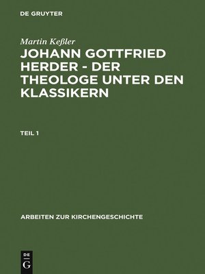 cover image of Johann Gottfried Herder--der Theologe unter den Klassikern